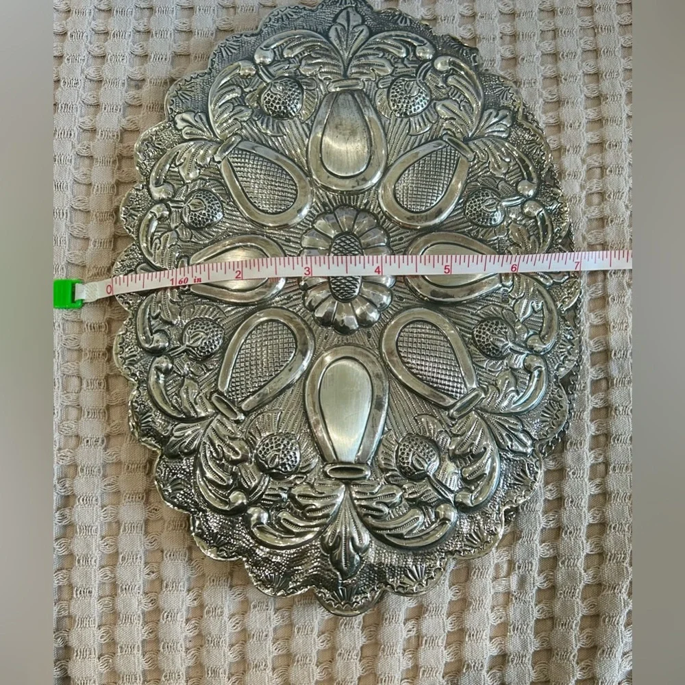 900 Silver Turkish Repousse Wall Mirror by 